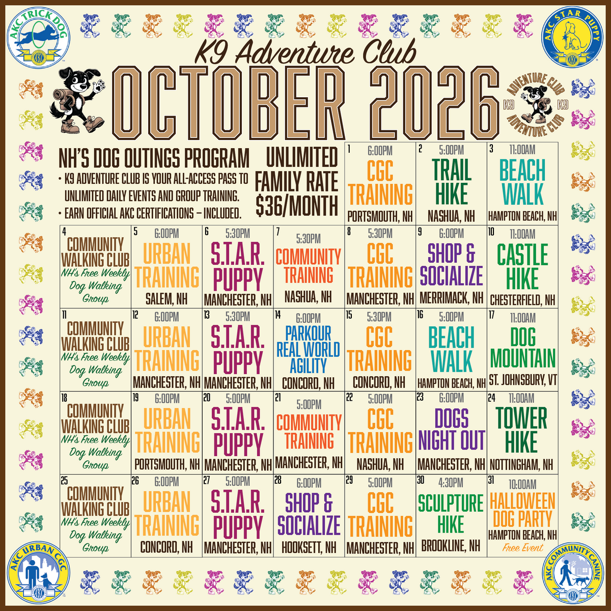 K9 Adventure Club - Monthly Membership