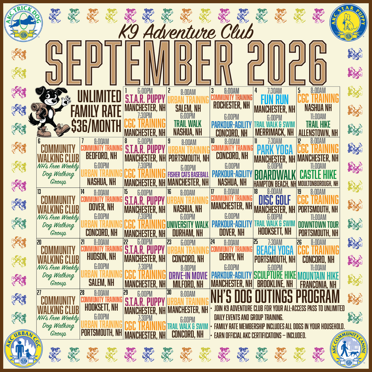 New Hampshire Outings Schedule & Reservations
